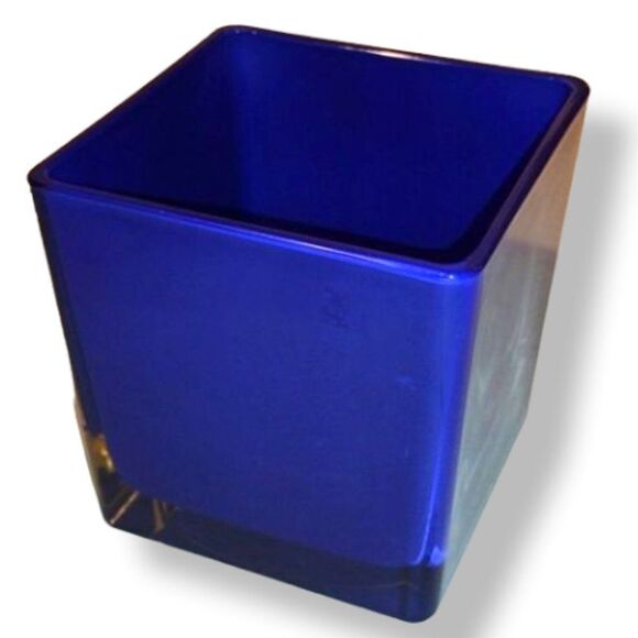 Cobalt Blue Glass Square Vase Heavy Duty Glass - Picture 1 of 6